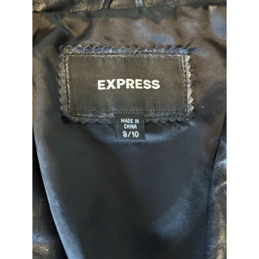 Express Womens Button Up Leather‎ Jacket d Size 9/10 Black